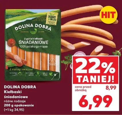 Kiełbaski śniadaniowe Dolina Dobra promocja w Kaufland