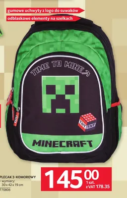 Plecak 3-komorowy Minecraft promocja w Selgros