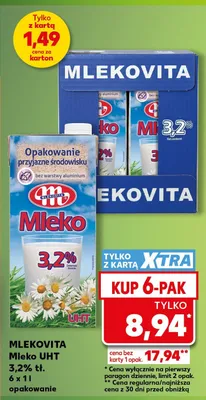 Mleko UHT Mlekovita 3,2% tł. promocja w Kaufland