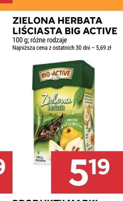 Zielona herbata liściasta Big-Active promocja w Stokrotka