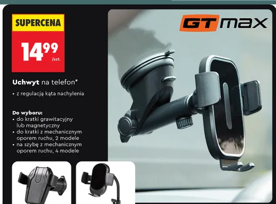 Uchwyt na telefon na szybę z mechanicznym oporem ruchu promocja w Biedronka