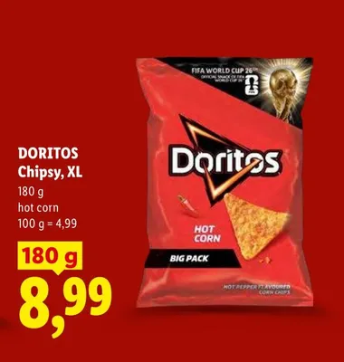 Chipsy Doritos XL hot corn promocja w Lidl