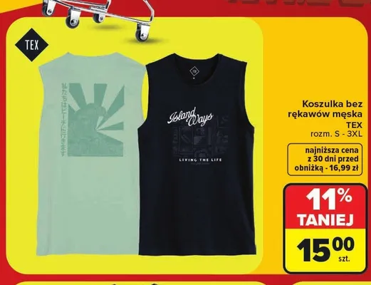 Koszulka bez rękawów męska TEX promocja w Carrefour