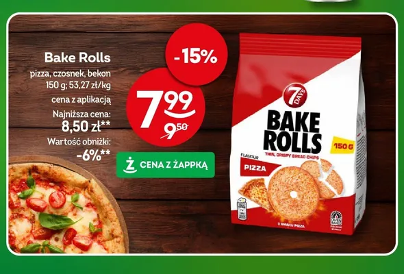 Chipsy chlebowe 7 Days Bake Rolls czosnek promocja w Żabka
