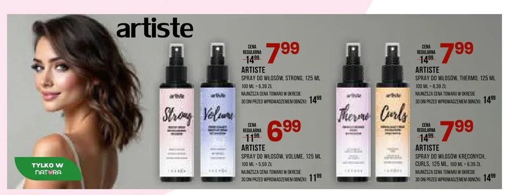 Spray do włosów Artiste Volume promocja w Drogerie Natura