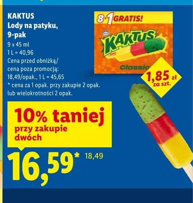 Lody na patyku KAKTUS 9-pak promocja w Lidl