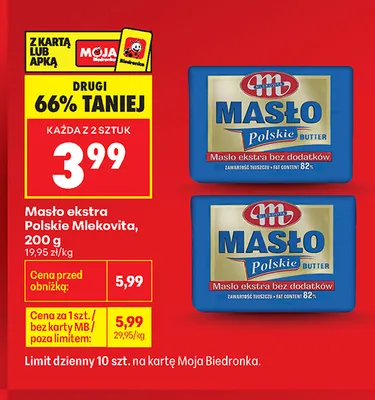 Masło ekstra Polskie Mlekovita promocja w Biedronka