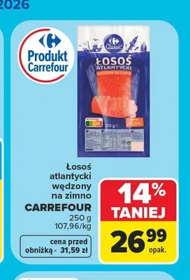 Łosoś atlantycki wędzony na zimno Carrefour Classic promocja w Carrefour Market