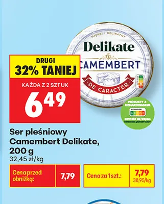 Ser pleśniowy Camembert Delikate promocja w Biedronka