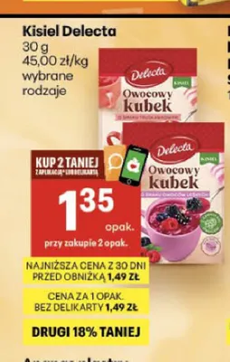 Kisiel Delecta Owocowy Kubek o smaku truskawkowym promocja w Delikatesy Centrum