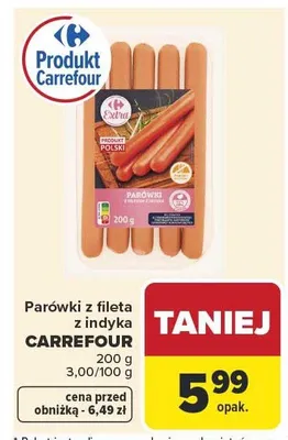 Parówki z fileta z indyka Tarczyński promocja w Carrefour Market