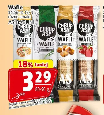 Wafle o smaku pizzy AS BABUNI 80-90g promocja w Prim Market