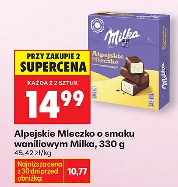 Mleczko Alpejskie o smaku waniliowym promocja w Biedronka