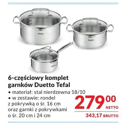 Komplet garnków Tefal Duetto promocja w Makro