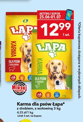 Karma dla psów Łapa z wołowiną promocja w LEWIATAN