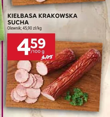 Kiełbasa krakowska sucha Olewnik promocja w Stokrotka