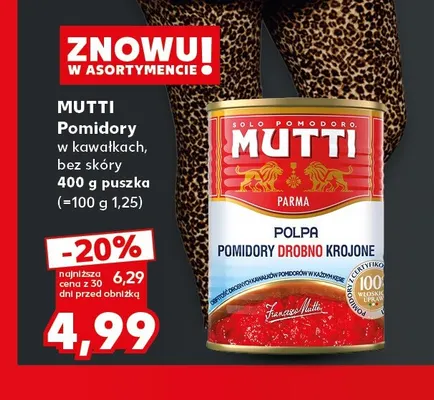 Pomidory w kawałkach bez skóry Mutti promocja w Kaufland