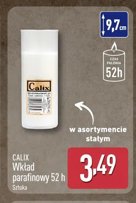 Wkład parafinowy 52 h Calix promocja w Aldi