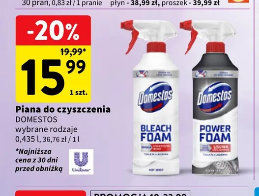 Piana do czyszczenia Power Foam Domestos promocja w Intermarche