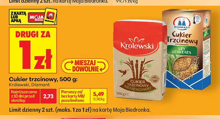 Cukier trzcinowy Królewski promocja w Biedronka