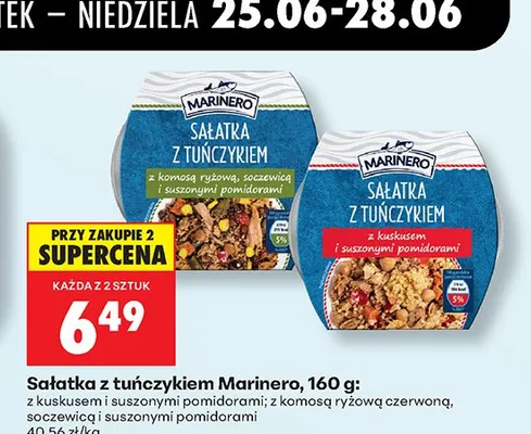 Sałatka z tuńczykiem Marinero z komosą ryżową czerwoną soczewicą i suszonymi pomidorami promocja w Biedronka