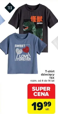T-shirt dziecięcy TEX rozm. od 4 do 14 lat promocja w Carrefour