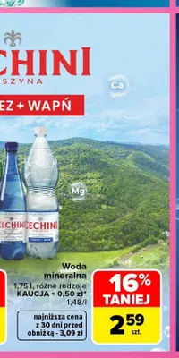 Woda mineralna Cechini Muszyna promocja w Carrefour