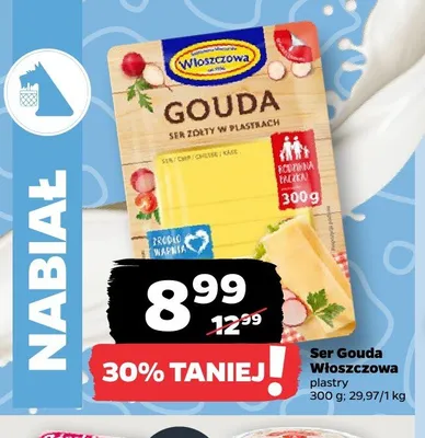 Ser Gouda Włoszczowa plastry promocja w Netto