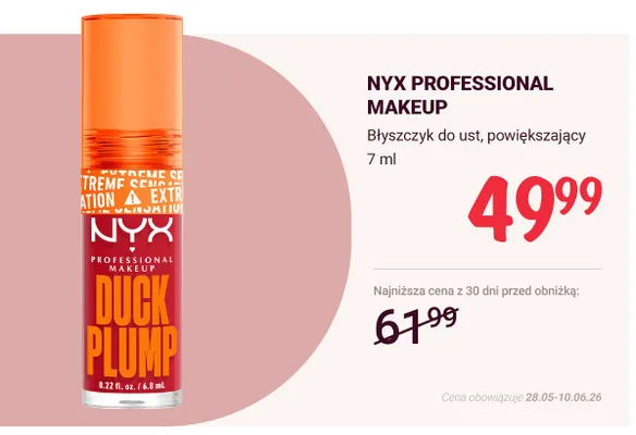 Błyszczyk do ust powiększający NYX PROFESSIONAL MAKEUP promocja w Rossmann