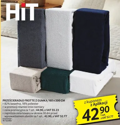Prześcieradło frotte z gumką 160x200cm promocja w Selgros