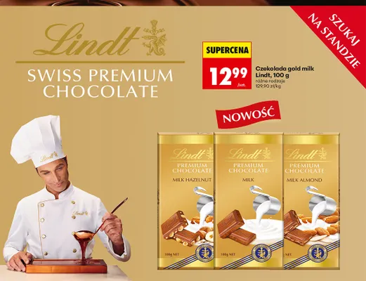 Czekolada gold milk Lindt promocja w Biedronka