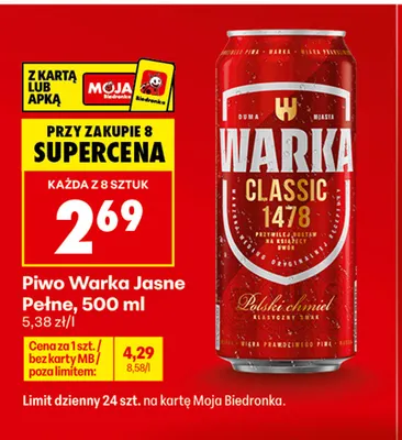 Piwo Warka promocja w Biedronka