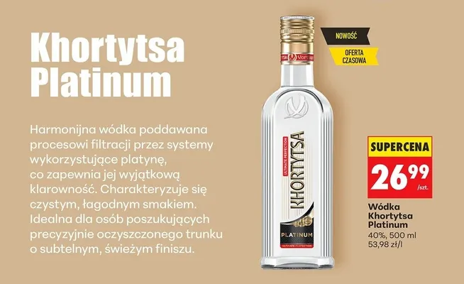 Wódka Khortytsa Platinum promocja w Biedronka