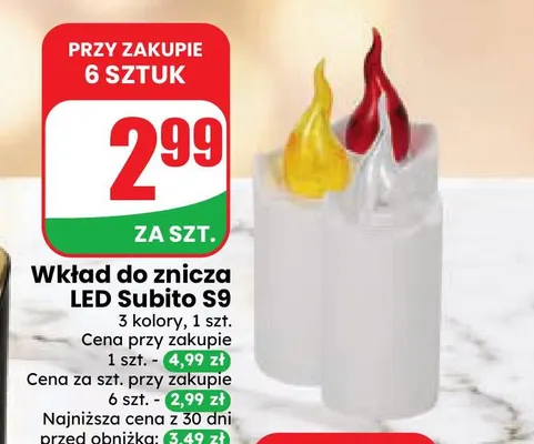 Wkład do znicza LED Subito S9 promocja w Dino