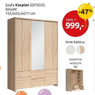 Szafa Kaspian SZFZD2S promocja w Black Red White