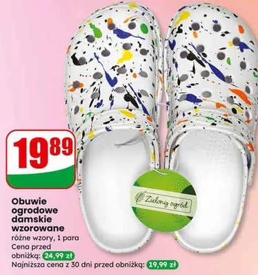Obuwie ogrodowe damskie wzorowane różne wzory promocja w Dino