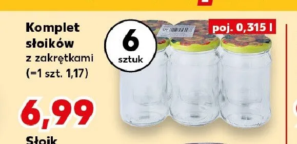 Komplet słoików z zakrętkami 6-pak 0,315 l promocja w Kaufland