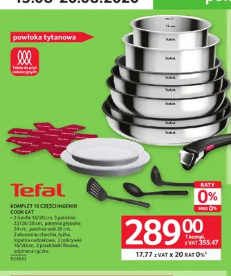 Komplet 15 części Ingenio Cook Eat Tefal promocja w Selgros