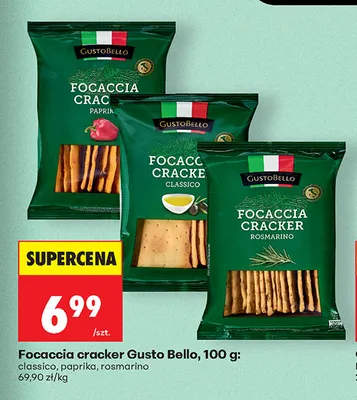 Focaccia cracker Gusto Bello rosmarino promocja w Biedronka