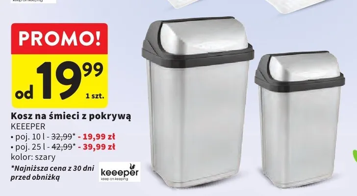 Kosz na śmieci z pokrywą promocja w Intermarche