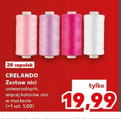 Zestaw nici uniwersalnych Crelando 20-pak promocja w Kaufland
