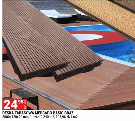 Deska tarasowa Mercado Basic brąz 2000x120x20mm promocja w Merkury Market