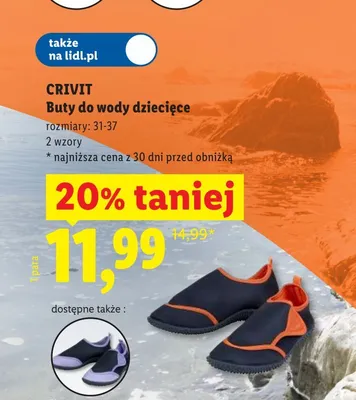 Buty do wody dziecięce Crivit promocja w Lidl