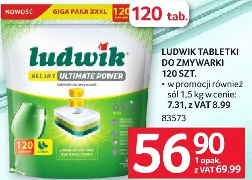 Tabletki do zmywarki Ludwik All in1 Ultimate Power 120szt. promocja w Selgros