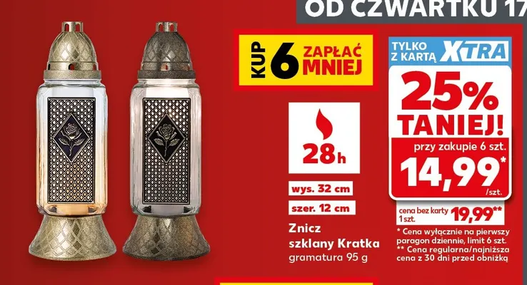 Znicz szklany Kratka promocja w Kaufland