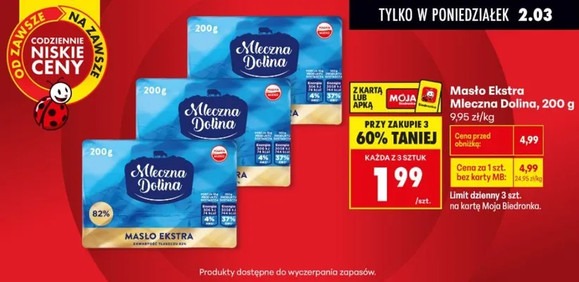 Masło ekstra promocja w Biedronka