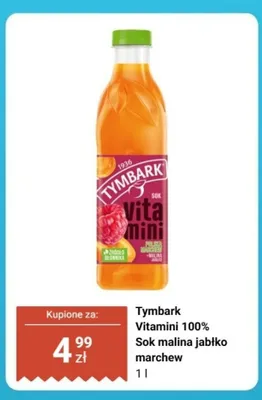 Sok Tymbark Vitamini 100% malina jabłko marchew promocja w Biedronka