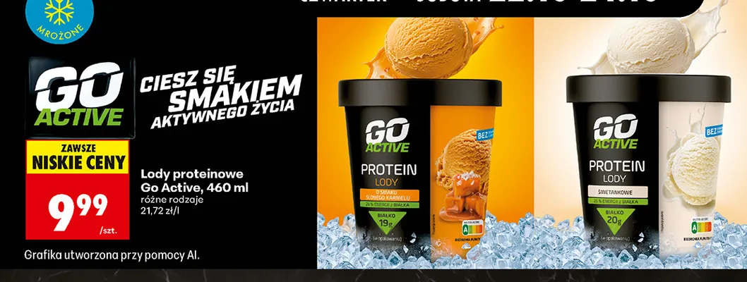 Lody proteinowe śmietankowe Go Active promocja w Biedronka