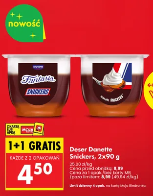 Deser Danette Snickers 2-pak promocja w Biedronka