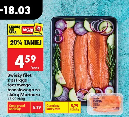 Świeży filet z pstrąga tęczowego łososiowego ze skórą Marinero promocja w Biedronka